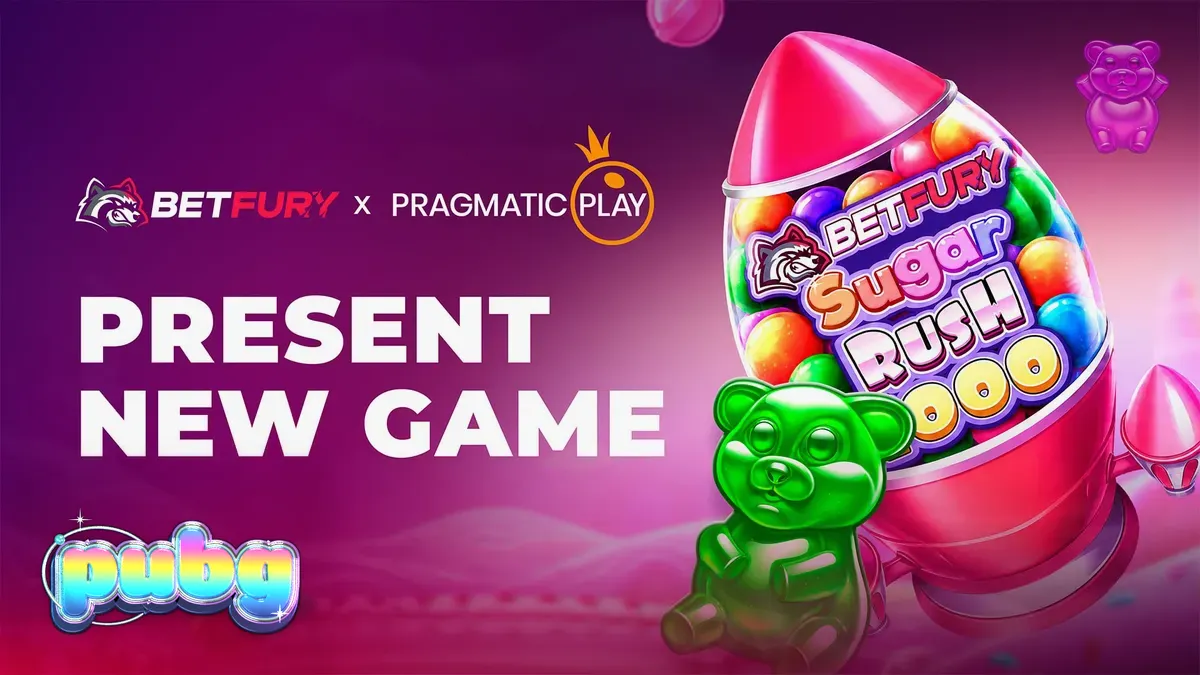Tampilan visual slot BetFury Sugar Rush 1000 dengan tema permen yang cerah